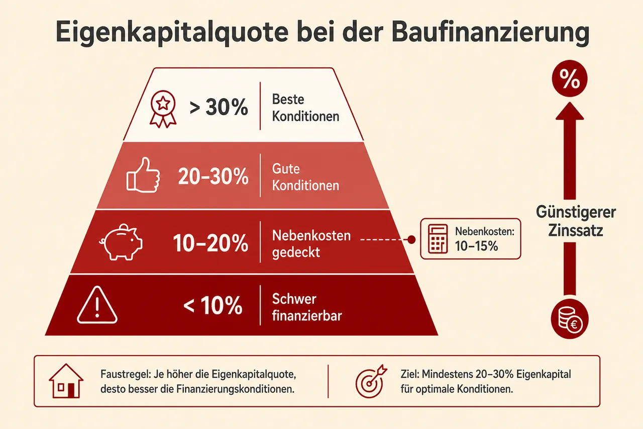 Infografik: Eigenkapitalquoten und ihre Auswirkung auf Zinssatz und Finanzierungschancen