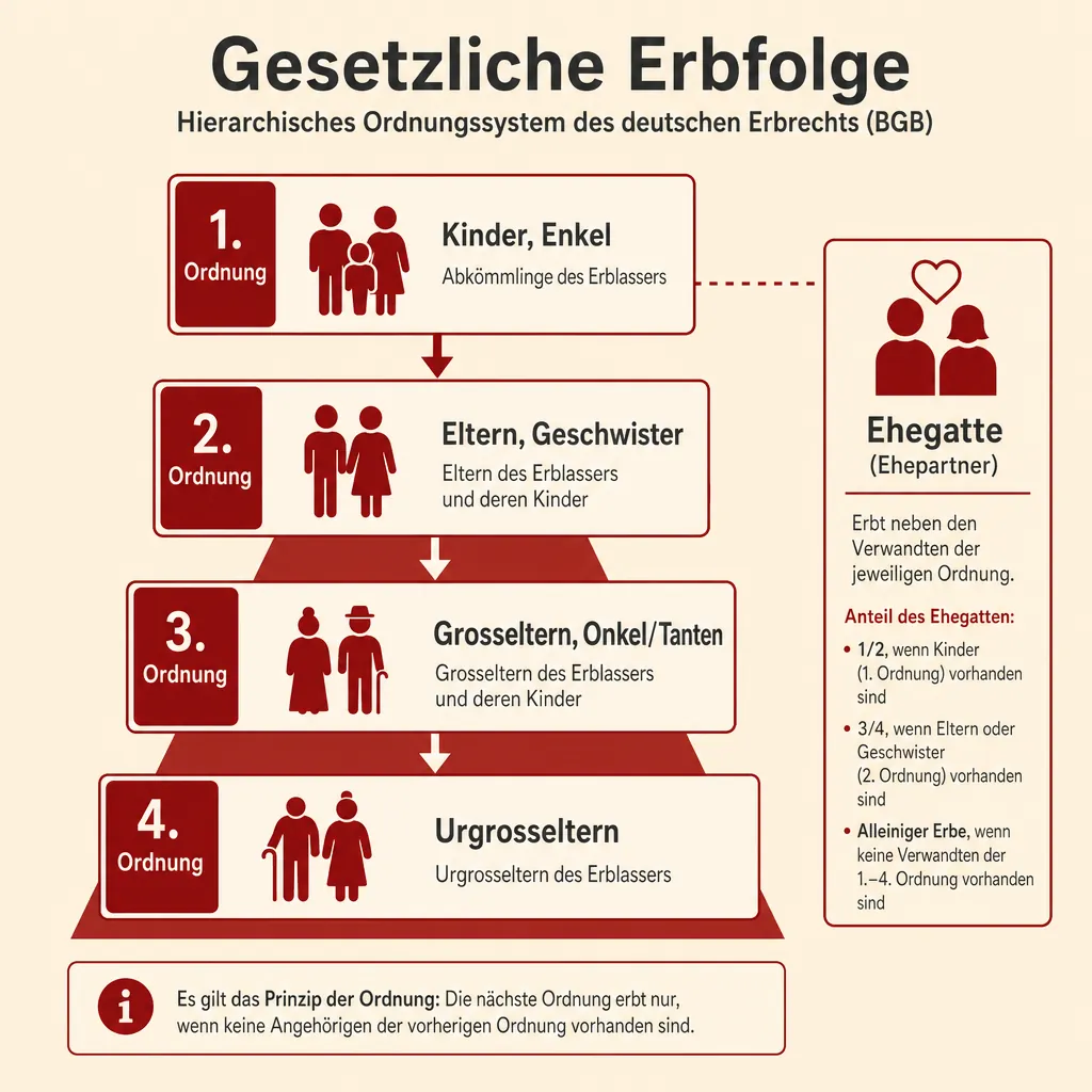 Hierarchisches Ordnungssystem der gesetzlichen Erbfolge nach BGB